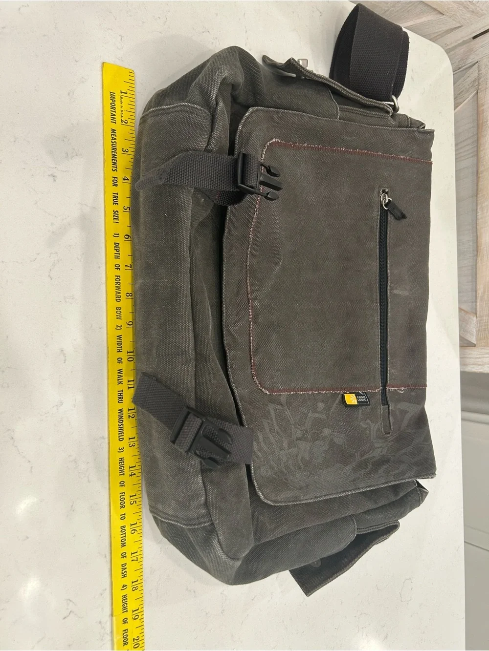 Canvas Laptop Messenger Bag for Men in Dark Gray